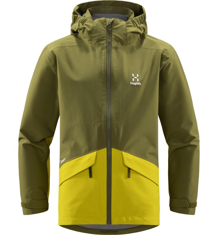 Olive Green/Aurora Kids Haglofs Mila Jacket Junior Tops ZXT0L845