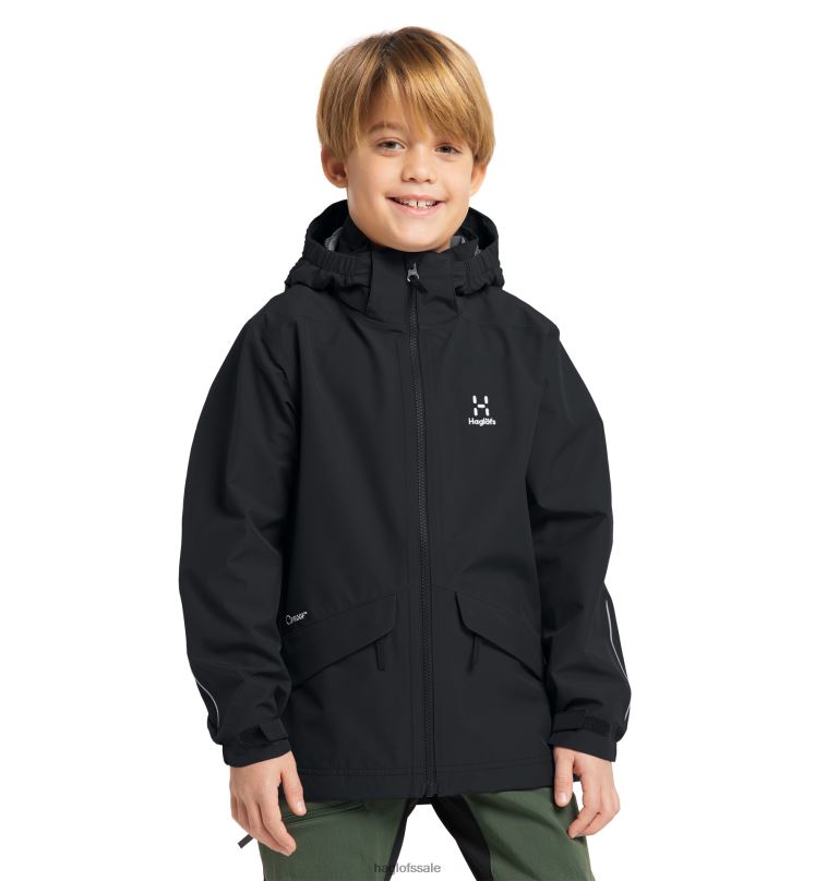 True Black Kids Haglofs Mila Jacket Junior Tops ZXT0L842