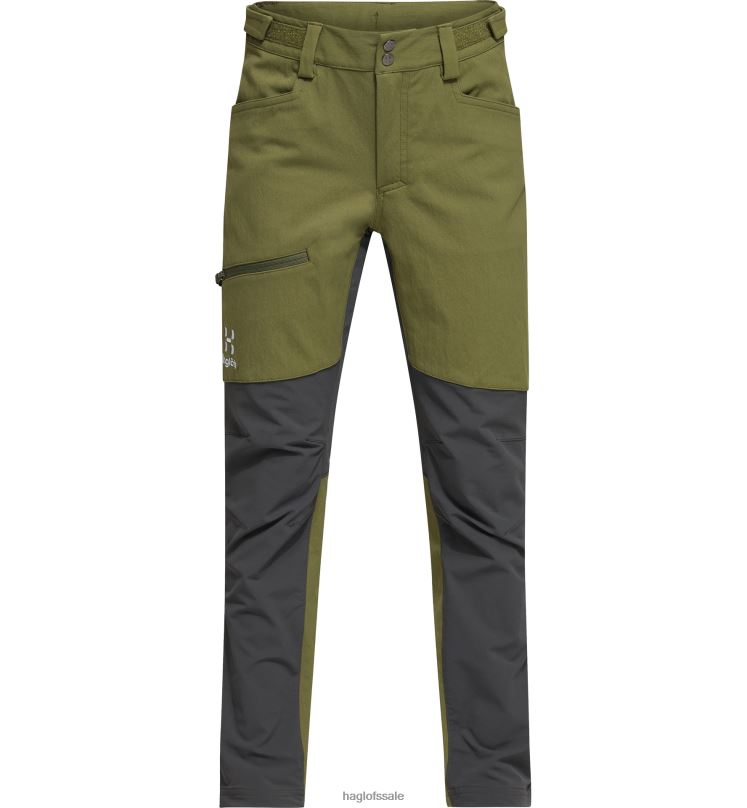Olive Green/Magnetite Kids Haglofs Rugged Pant Junior Bottoms ZXT0L847