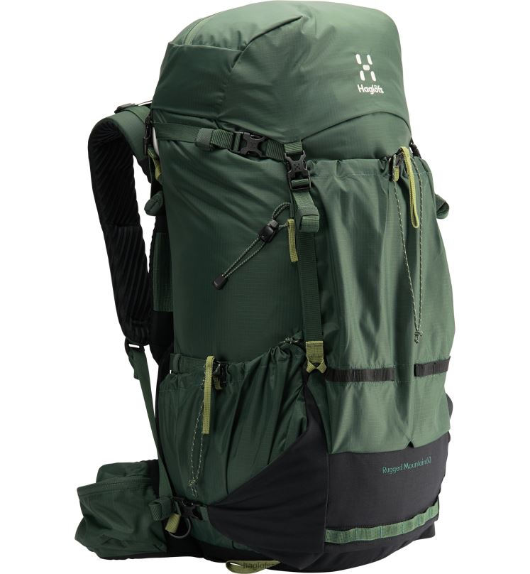 Fjell Green/True Black Men Haglofs Rugged Mountain 60 Backpacks & Bags ZXT0L485