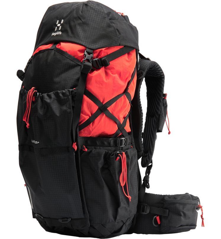 True Black/Zenith Red Men Haglofs L.I.M ZT 55 Backpacks & Bags ZXT0L483