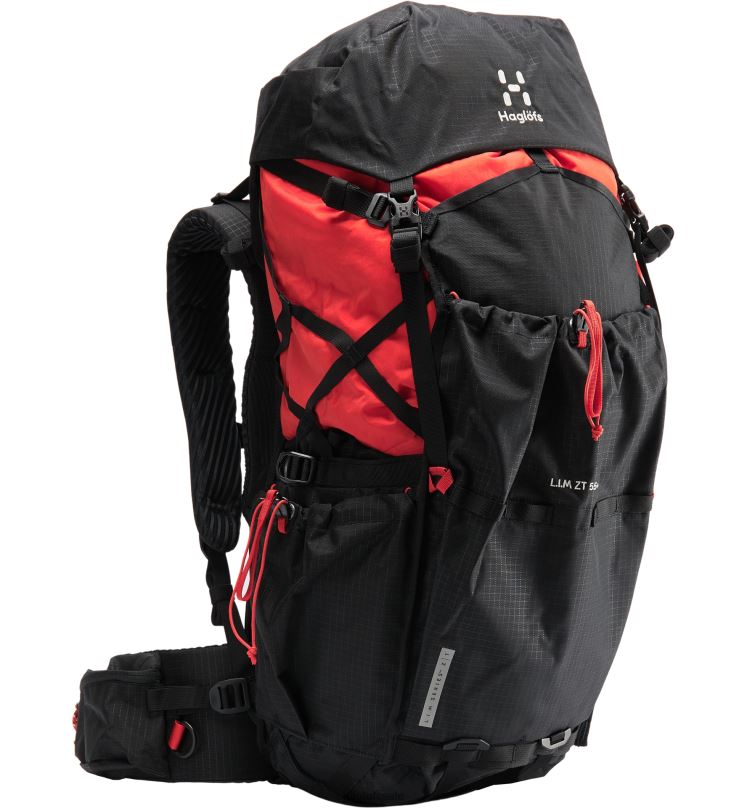 True Black/Zenith Red Men Haglofs L.I.M ZT 55 Backpacks & Bags ZXT0L483