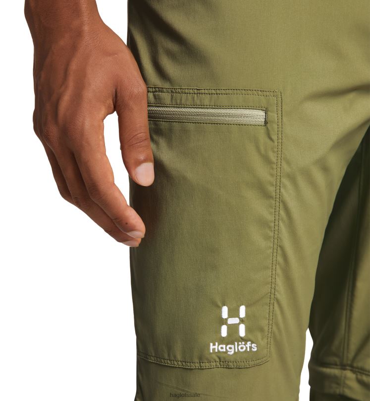 Olive Green Men Haglofs Lite Standard Zip-Off Pant Bottoms ZXT0L330