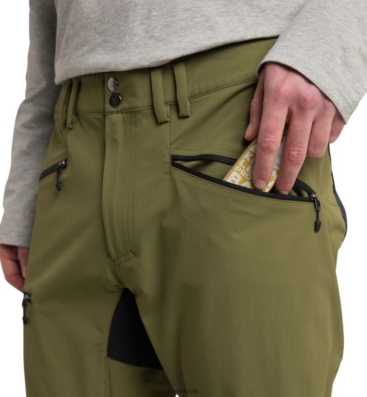Olive Green/True Black Men Haglofs Mid Slim Pant Bottoms ZXT0L335
