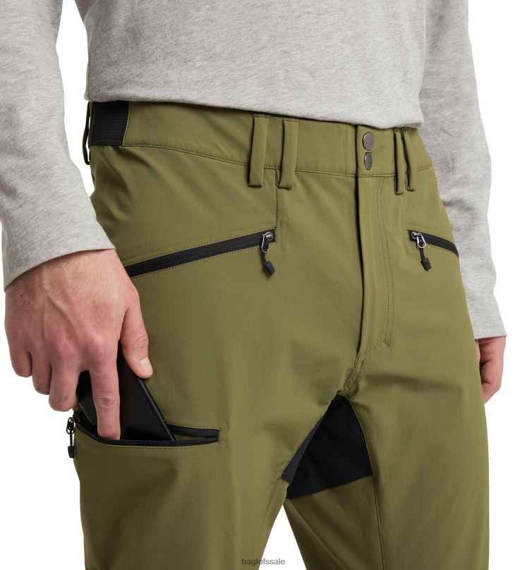 Olive Green/True Black Men Haglofs Mid Slim Pant Bottoms ZXT0L335
