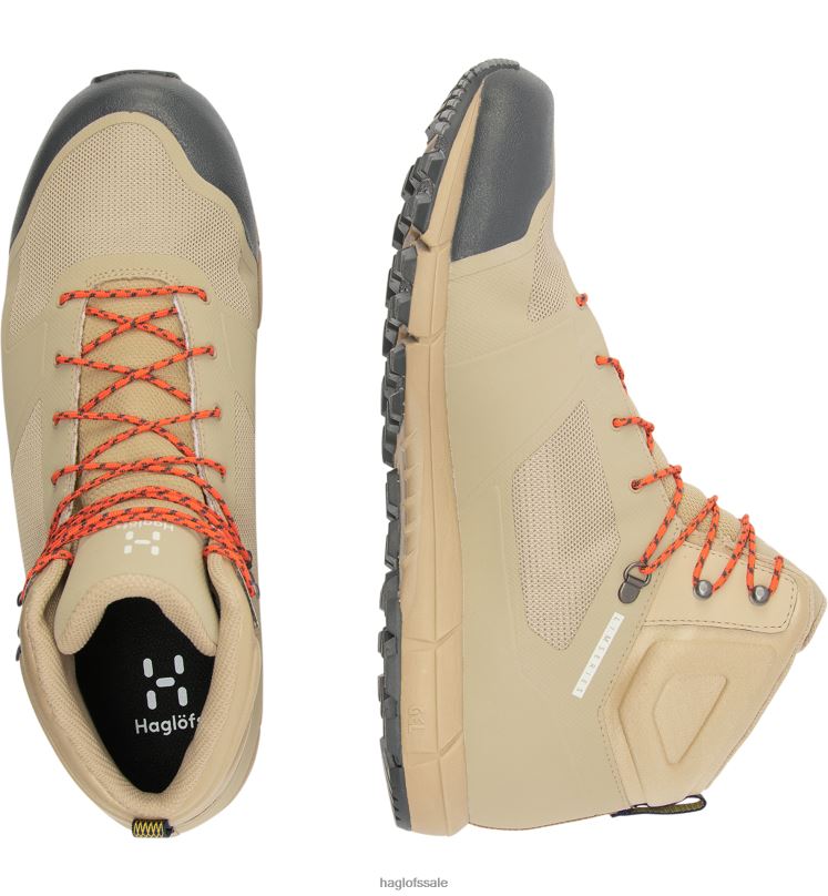 Sand/Flame Orange Men Haglofs L.I.M Proof Mid Shoes ZXT0L421