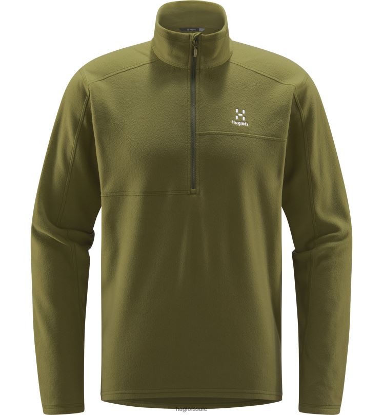 Olive Green Men Haglofs Buteo 1/2 Zip Tops ZXT0L242