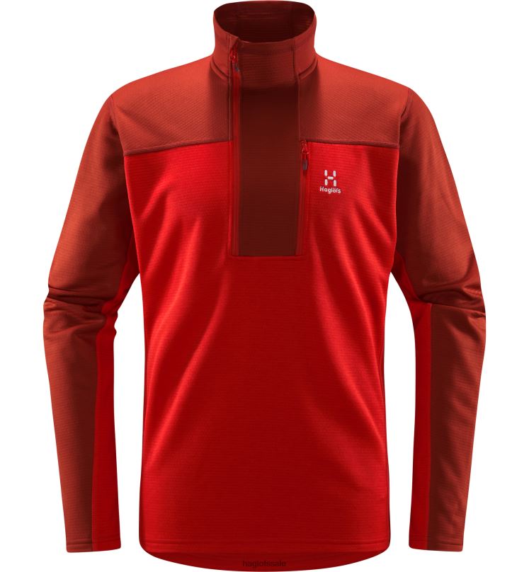 Corrosion/Zenith Red Men Haglofs ROC Flash Mid Halfzip Tops ZXT0L104