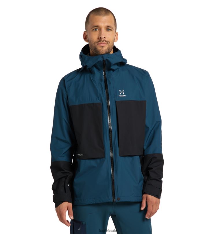 Dark Ocean/True Black Men Haglofs Roc Sheer GTX Jacket Tops ZXT0L222