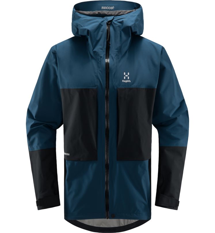 Dark Ocean/True Black Men Haglofs Roc Sheer GTX Jacket Tops ZXT0L222