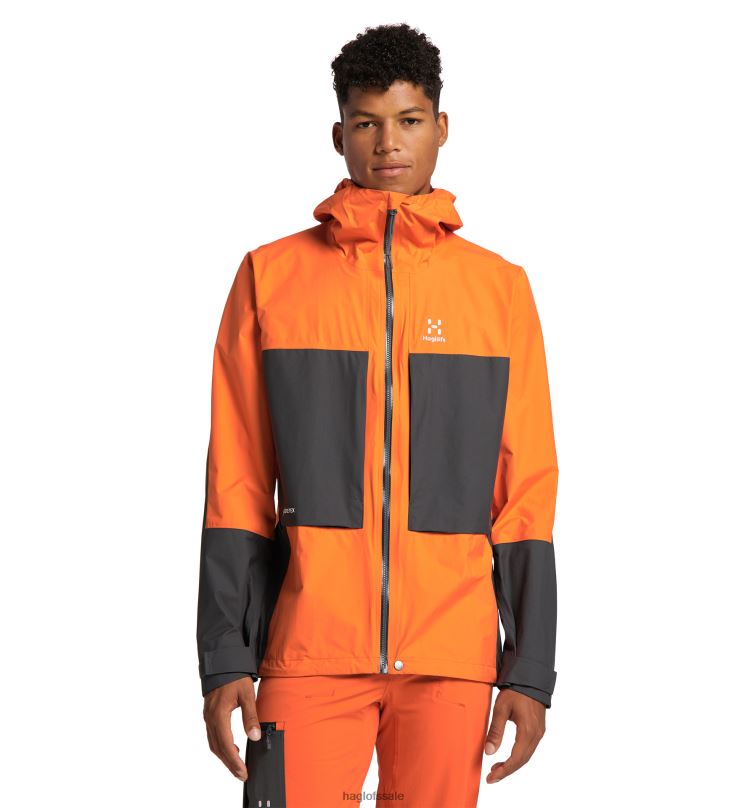Flame Orange/Magnetite Men Haglofs Roc Sheer GTX Jacket Tops ZXT0L198