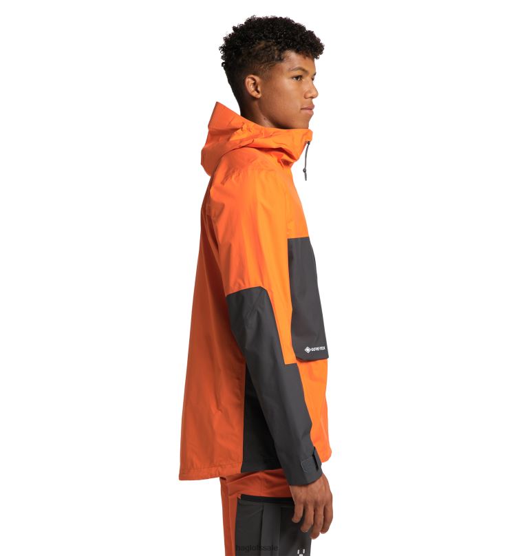 Flame Orange/Magnetite Men Haglofs Roc Sheer GTX Jacket Tops ZXT0L198