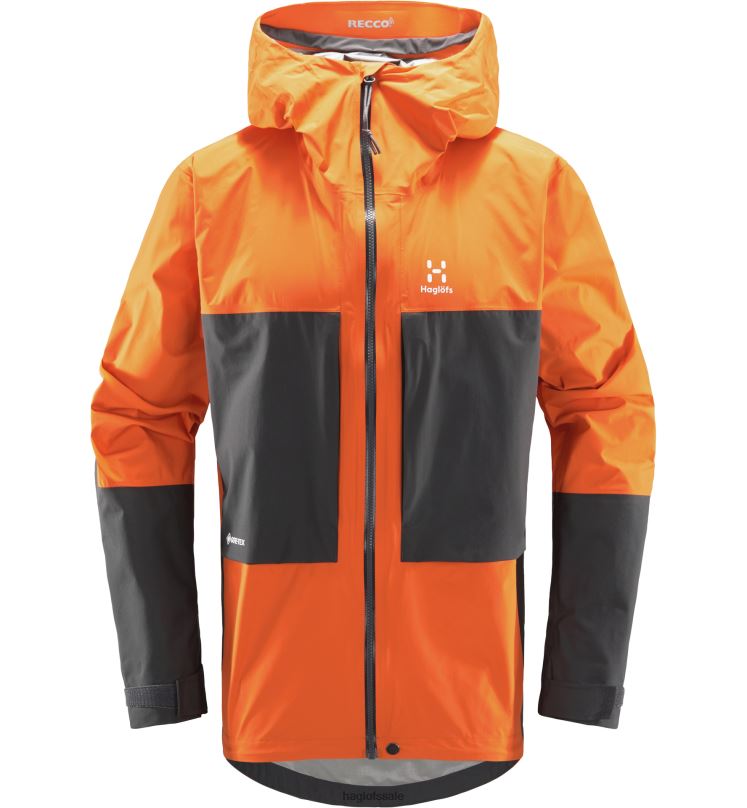 Flame Orange/Magnetite Men Haglofs Roc Sheer GTX Jacket Tops ZXT0L198