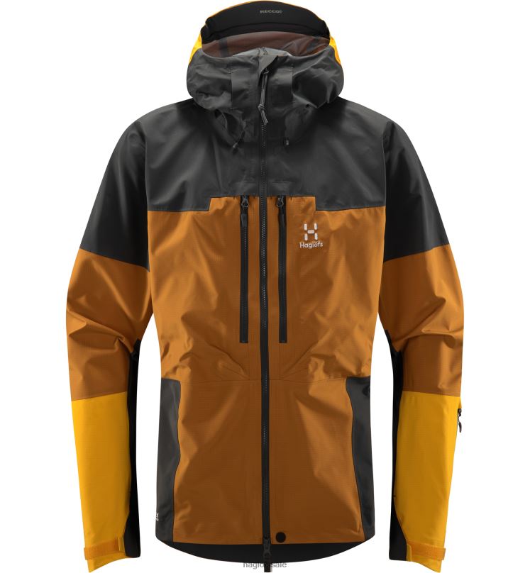 Golden Brown/Magnetite Men Haglofs Spitz GTX Pro Jacket Tops ZXT0L83