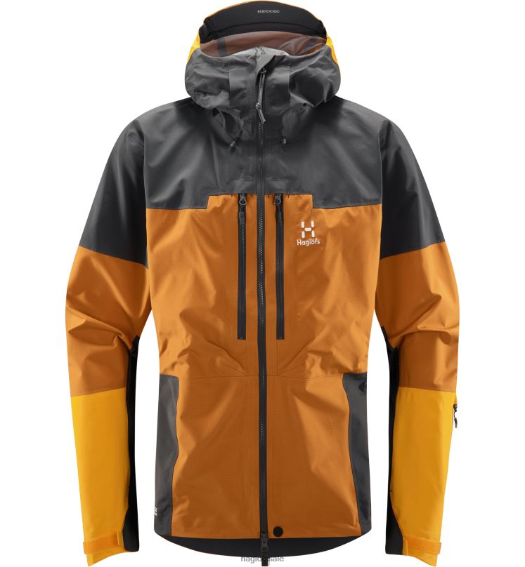 Golden Brown/Magnetite Men Haglofs Spitz GTX Pro Jacket Tops ZXT0L83