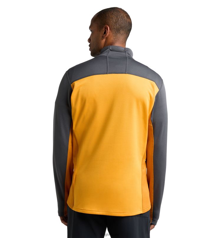 Magnetite/Sunny Yellow Men Haglofs ROC Flash Mid Halfzip Tops ZXT0L103