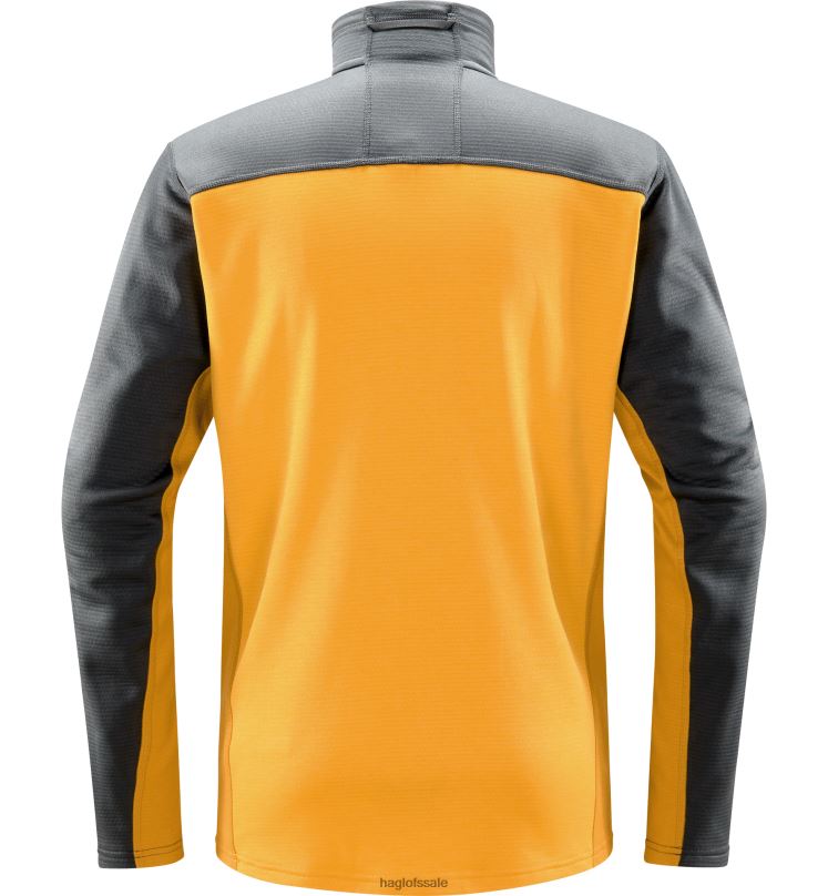 Magnetite/Sunny Yellow Men Haglofs ROC Flash Mid Halfzip Tops ZXT0L103