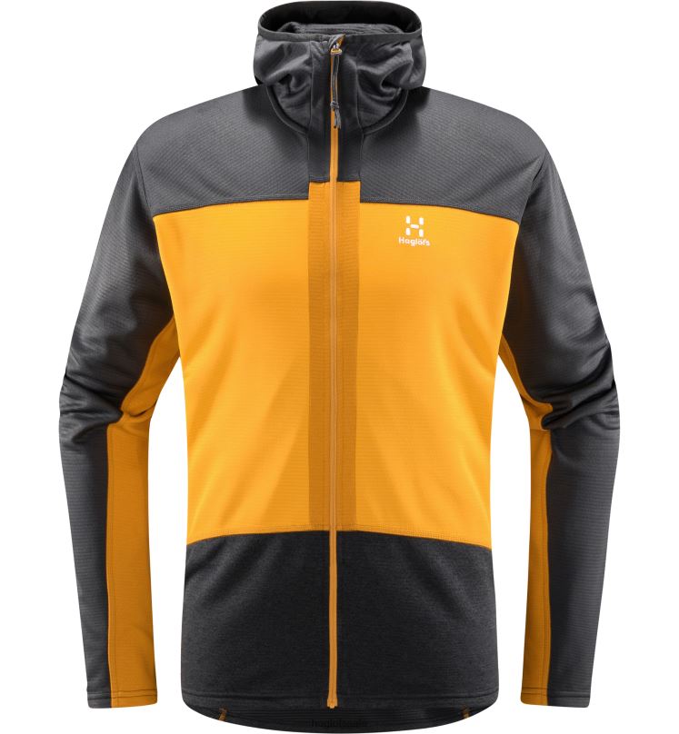 Magnetite/Sunny Yellow Men Haglofs ROC Flash Mid Hood Tops ZXT0L107