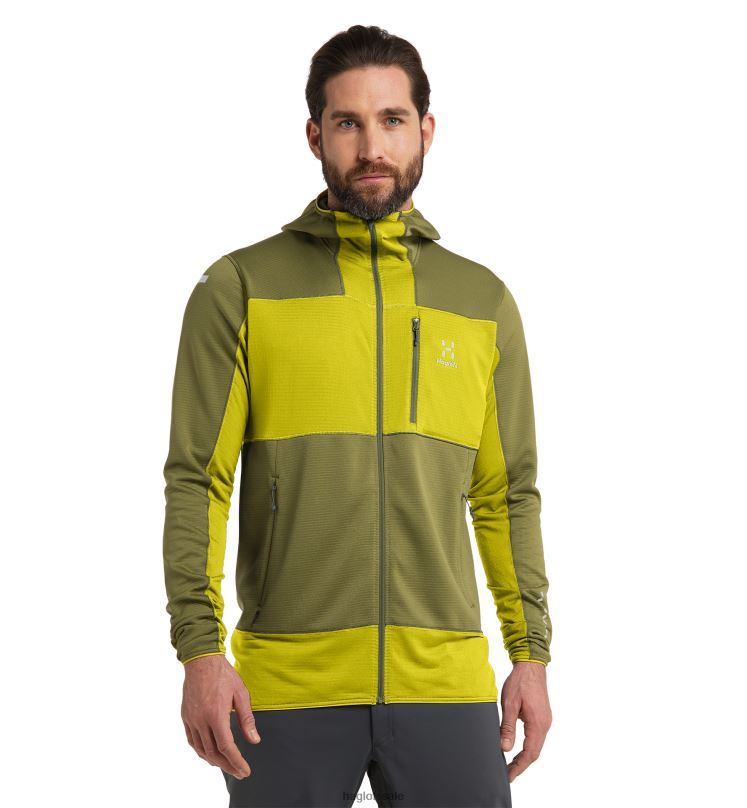 Olive Green/Aurora Men Haglofs L.I.M Mid Fast Hood Tops ZXT0L74
