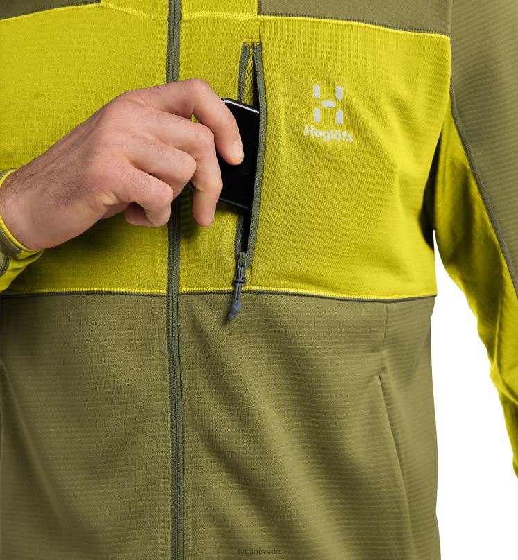 Olive Green/Aurora Men Haglofs L.I.M Mid Fast Hood Tops ZXT0L74