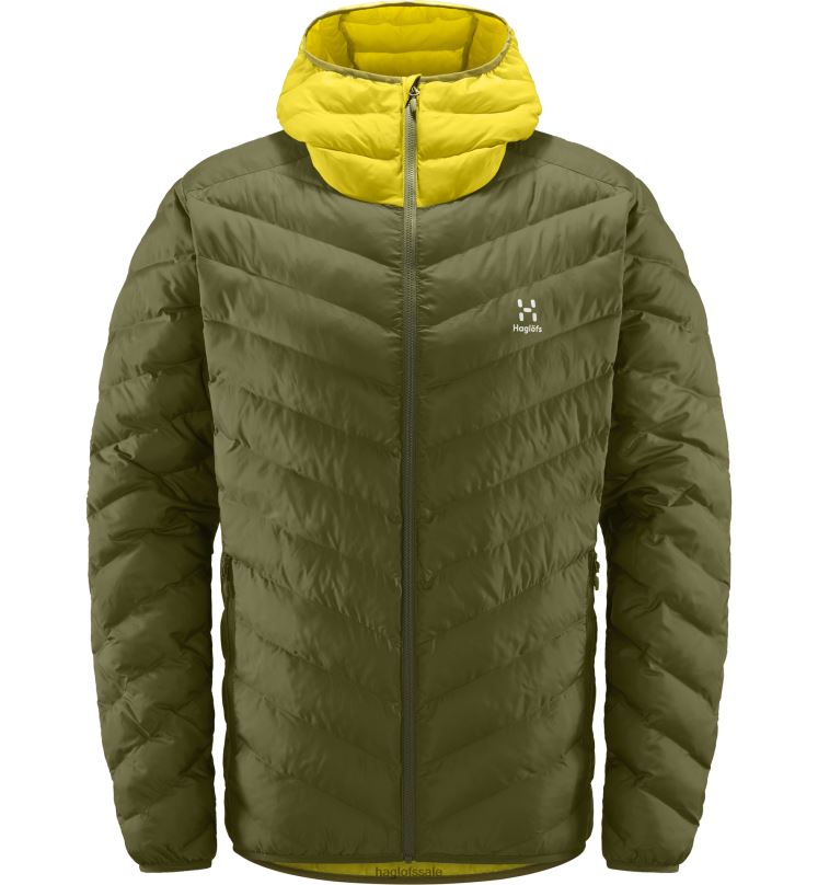 Olive Green/Aurora Men Haglofs Sarna Mimic Hood Tops ZXT0L52