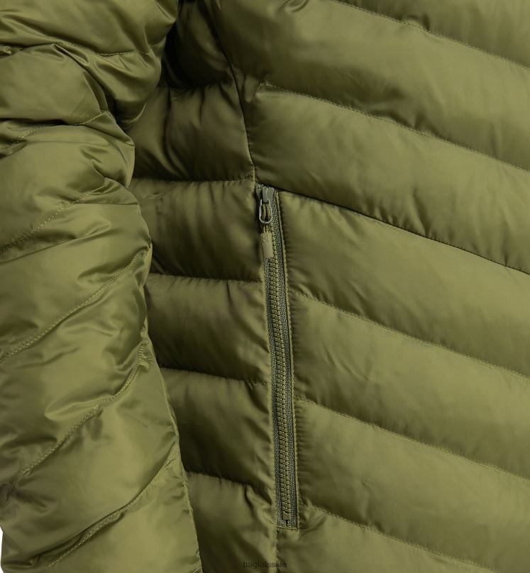 Olive Green/Aurora Men Haglofs Sarna Mimic Hood Tops ZXT0L52