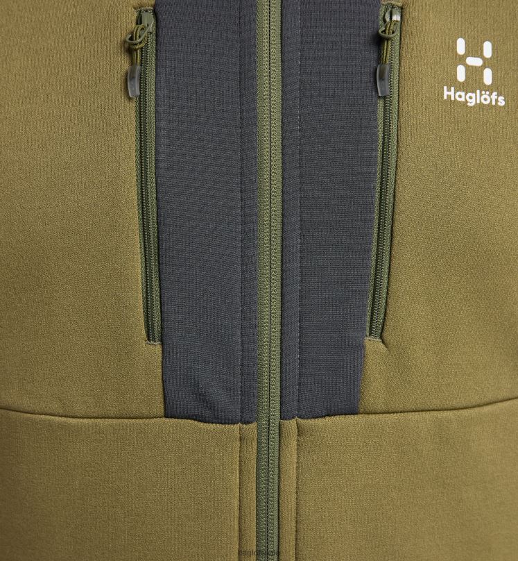 Olive Green/Magnetite Men Haglofs Roc Nordic Mid Hood Tops ZXT0L200