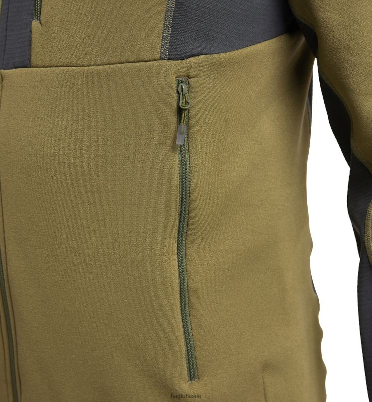 Olive Green/Magnetite Men Haglofs Roc Nordic Mid Hood Tops ZXT0L200