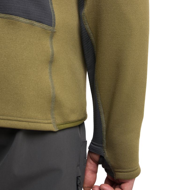 Olive Green/Magnetite Men Haglofs Roc Nordic Mid Hood Tops ZXT0L200