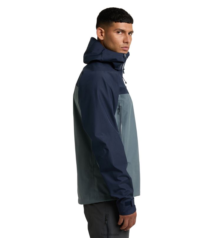 Steel Blue/Tarn Blue Men Haglofs ROC Flash GTX Jacket Tops ZXT0L97