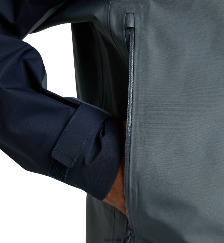 Steel Blue/Tarn Blue Men Haglofs ROC Flash GTX Jacket Tops ZXT0L97