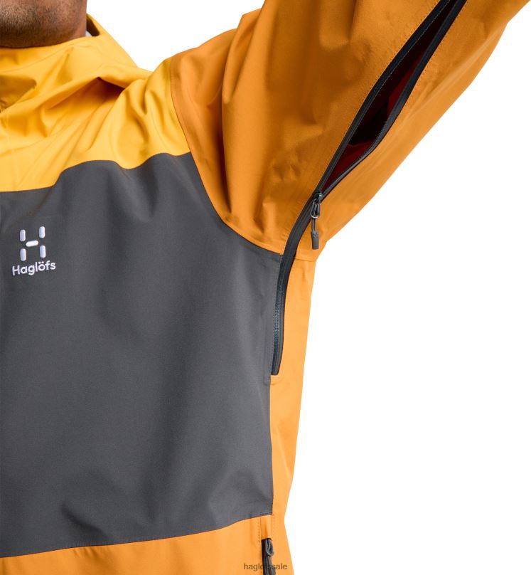 Sunny Yellow/Desert Yellow Men Haglofs Front Proof Jacket Tops ZXT0L125