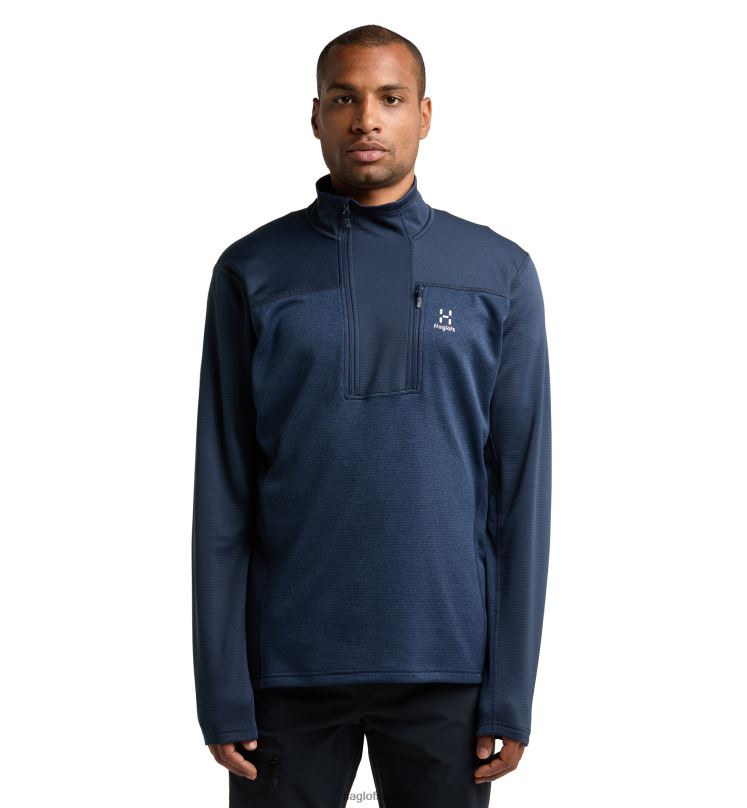 Tarn Blue Men Haglofs ROC Flash Mid Halfzip Tops ZXT0L101