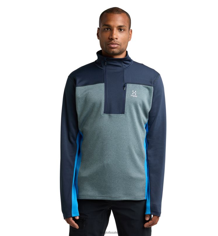 Tarn Blue/Steel Blue Men Haglofs ROC Flash Mid Halfzip Tops ZXT0L102