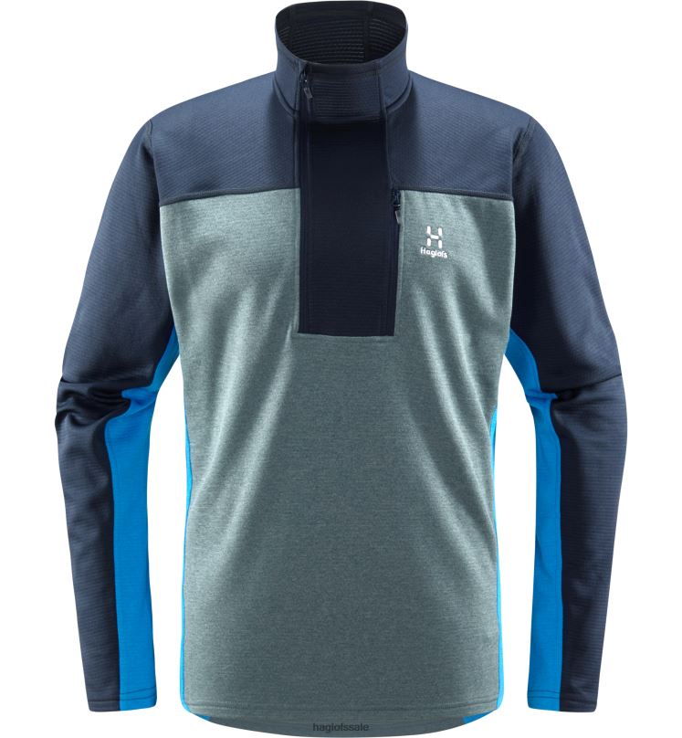 Tarn Blue/Steel Blue Men Haglofs ROC Flash Mid Halfzip Tops ZXT0L102