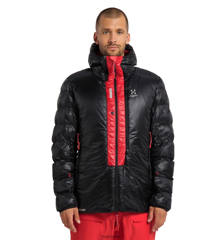 True Black/Zenith Red Men Haglofs L.I.M ZT Down Jacket Tops ZXT0L64