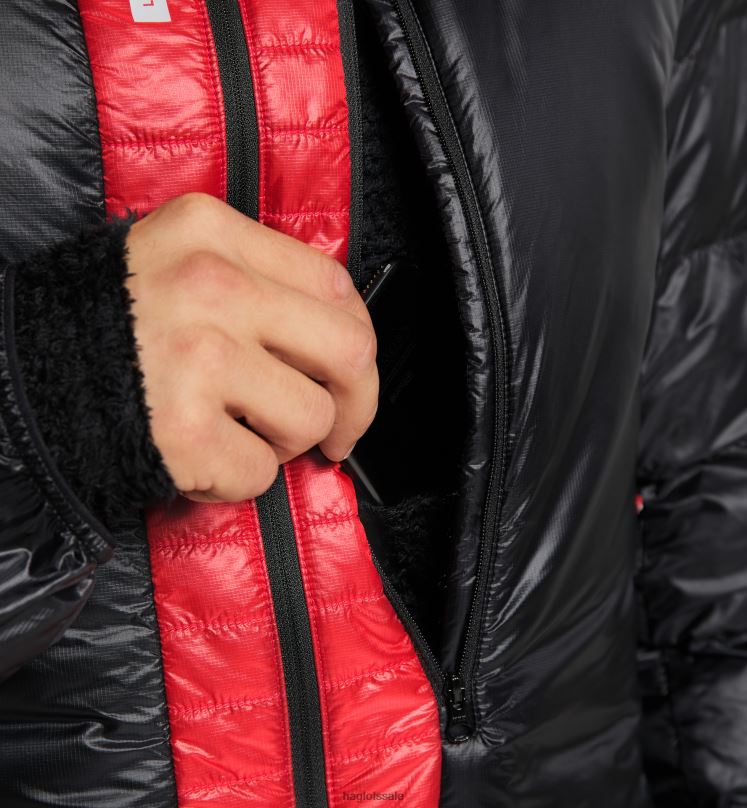 True Black/Zenith Red Men Haglofs L.I.M ZT Down Jacket Tops ZXT0L64