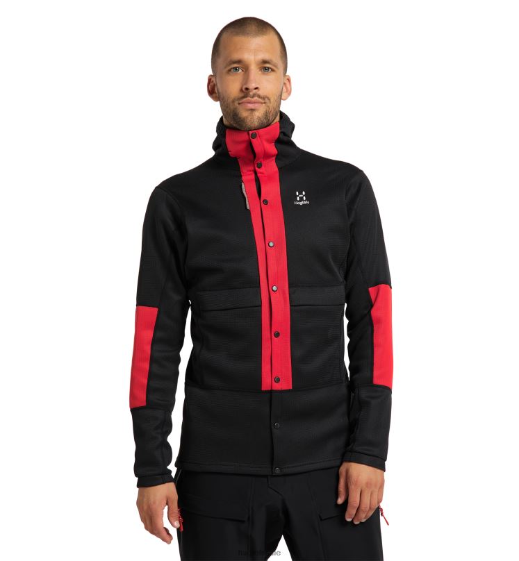 True Black/Zenith Red Men Haglofs L.I.M ZT Sync 1 Mid Hood Tops ZXT0L62