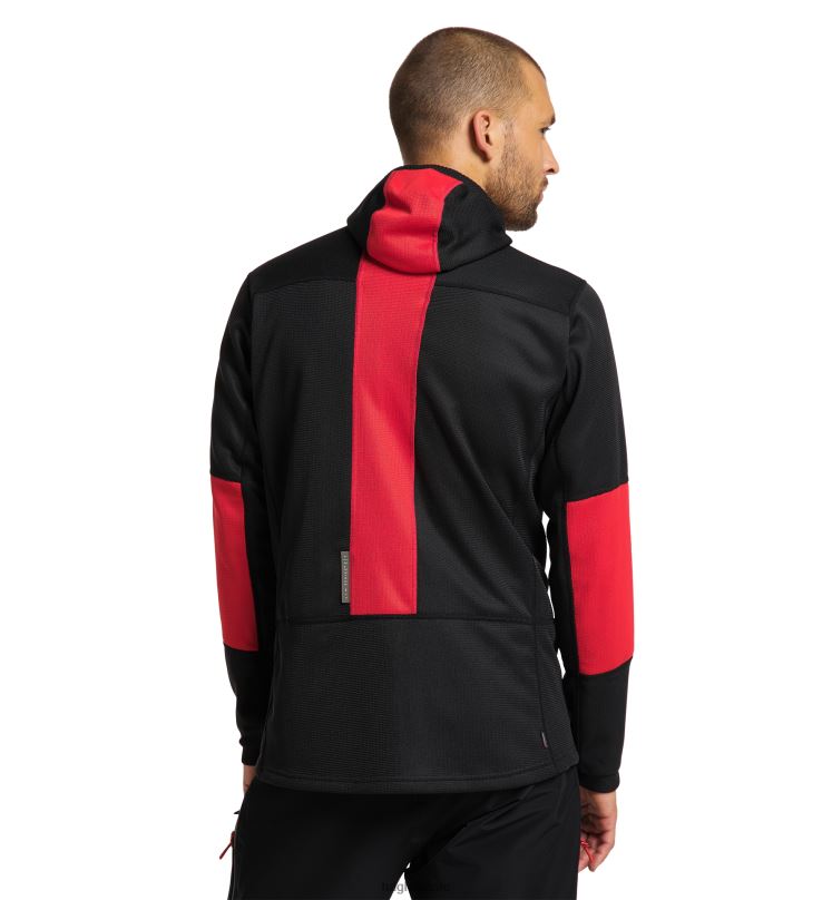 True Black/Zenith Red Men Haglofs L.I.M ZT Sync 1 Mid Hood Tops ZXT0L62