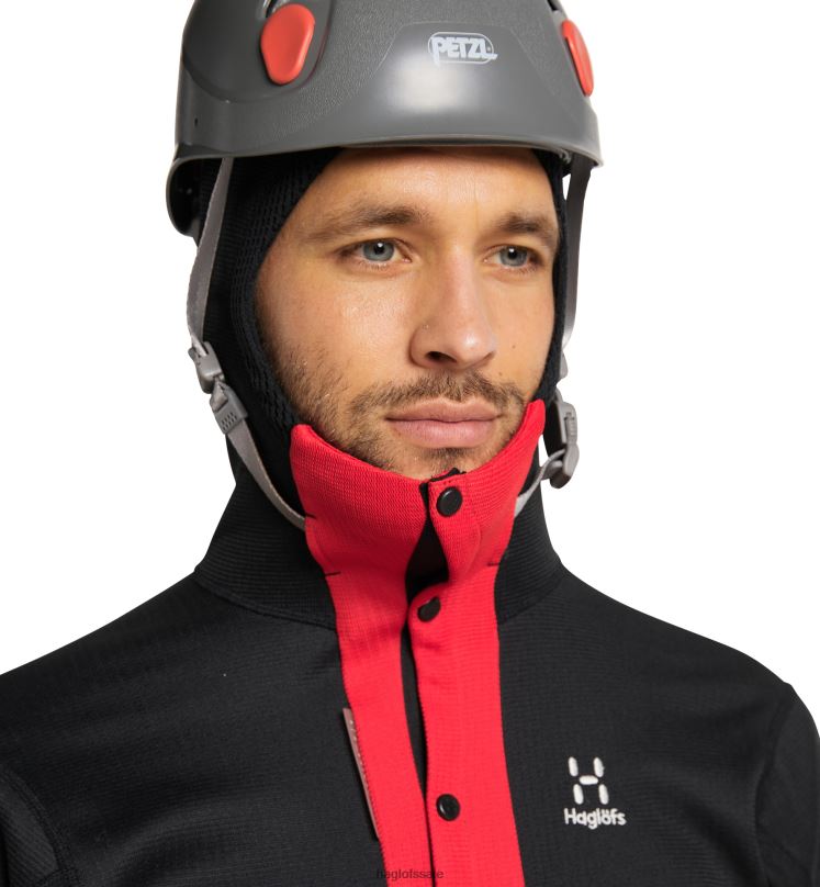 True Black/Zenith Red Men Haglofs L.I.M ZT Sync 1 Mid Hood Tops ZXT0L62