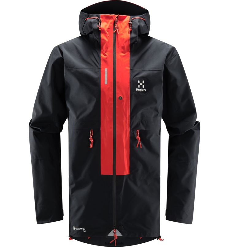 True Black/Zenith Red Men Haglofs L.I.M ZT Trek GTX PRO Jacket Tops ZXT0L138