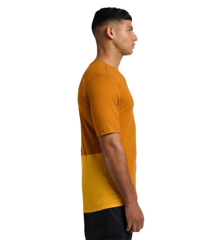 Golden Brown/Sunny Yellow Men Haglofs ROC Grip Tee Tops ZXT0L259