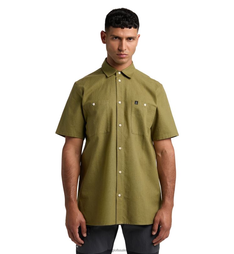 Olive Green Men Haglofs Curious Hemp SS Shirt Tops ZXT0L268