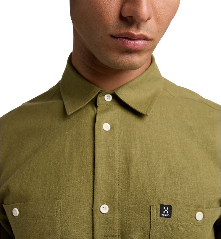 Olive Green Men Haglofs Curious Hemp SS Shirt Tops ZXT0L268