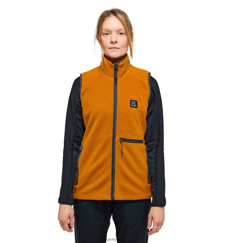 Golden Brown Women Haglofs Malung Pile Vest Tops ZXT0L746