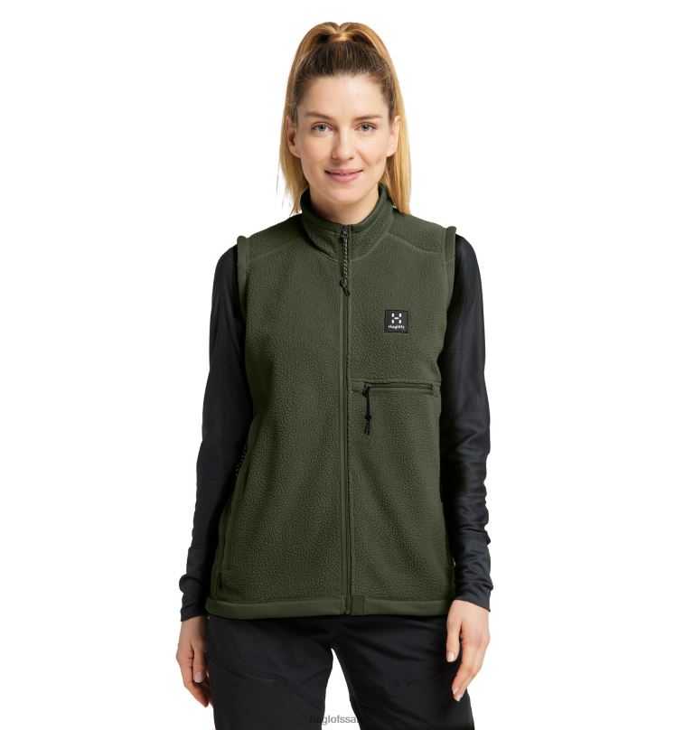 Seaweed Green Women Haglofs Malung Pile Vest Tops ZXT0L749