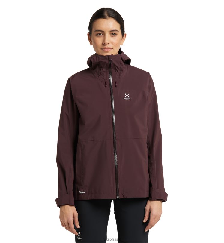 Burgundy Brown Women Haglofs Aria Proof Jacket Tops ZXT0L730