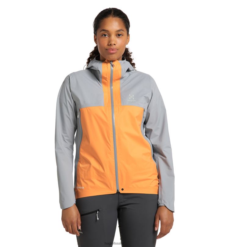 Concrete/Soft Orange Women Haglofs L.I.M GTX Active Jacket Tops ZXT0L666