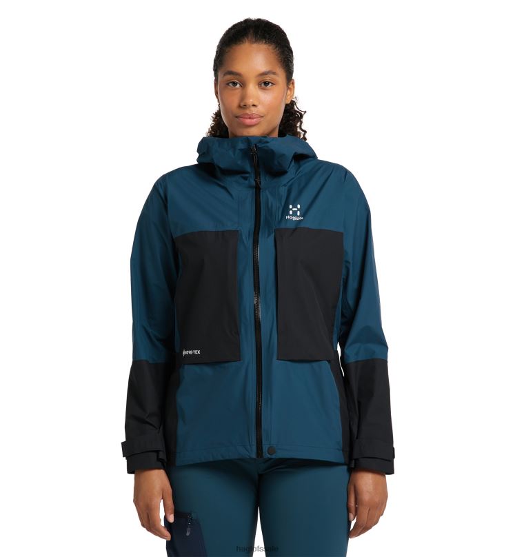 Dark Ocean/True Black Women Haglofs Roc Sheer GTX Jacket Tops ZXT0L733