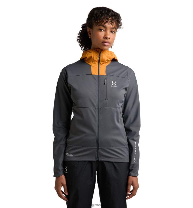 Magnetite/Desert Yellow Women Haglofs L.I.M Hybrid Softshell Jacket Tops ZXT0L674